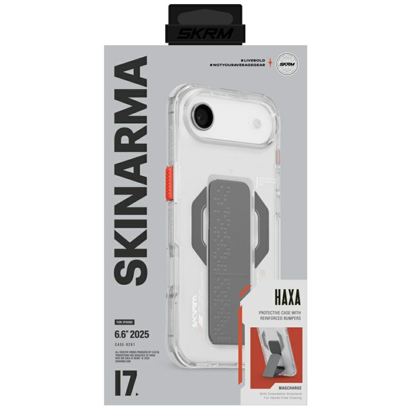 Etui Skinarma Haxa do iPhone Air         Magnetic Charging + Grip Stand przezroczysty
