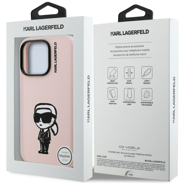 Etui Karl Lagerfeld Silicone Karl Sketch MagSafe do iPhone 16 Pro Max różowy