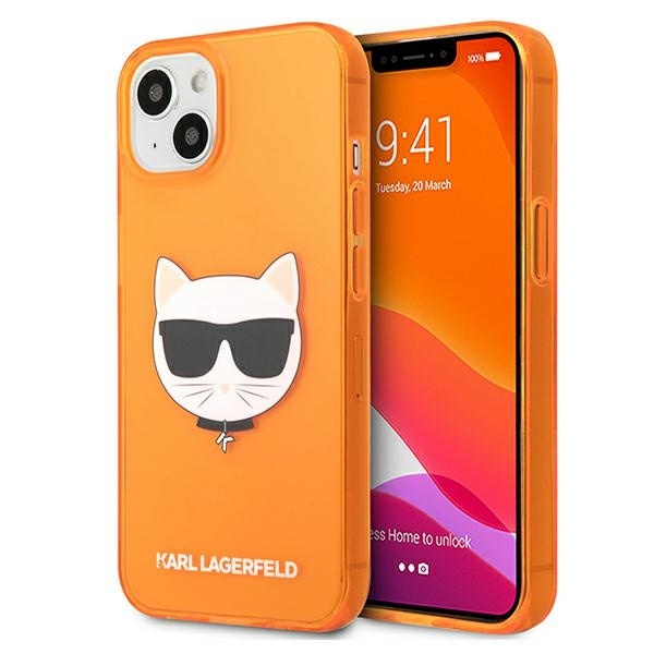 KARL LAGERFELD KLHCP13SCHTRO IPHONE 13 MINI 5,4" POMARAŃCZOWY/ORANGE HARDCASE GLITTER CHOUPETTE FLUO