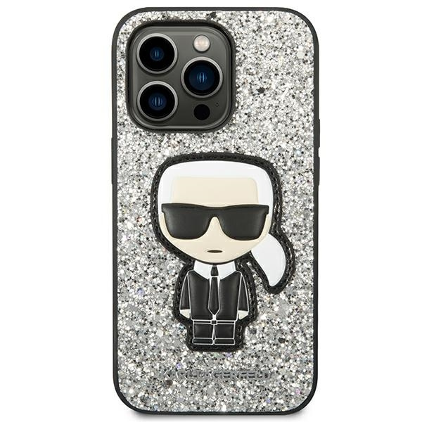 KARL LAGERFELD KLHCP14LGFKPG IPHONE 14 PRO 6.1 "HARDCASE SILVER/SILVER GLITTER FLAKES IKONIK