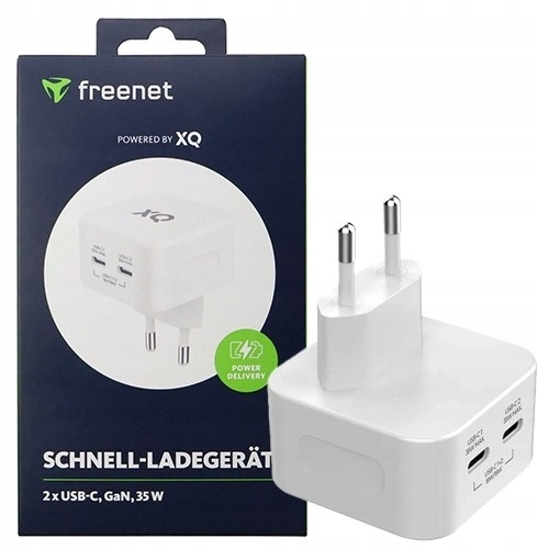 FREENET BASICS 35W GaN WHITE CUBE 2X USB-C WALL CHARGER