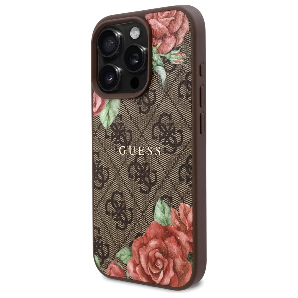 Guess GUHMP16LP4ROPEMCW iPhone 16 Pro    6.3" brązowy/brown hardcase 4G Flowers Print MagSafe