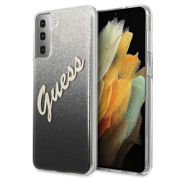 Guess GUHCS21MPCUGLSBK S21+ G996 czarny/black hardcase Glitter Gradient Script