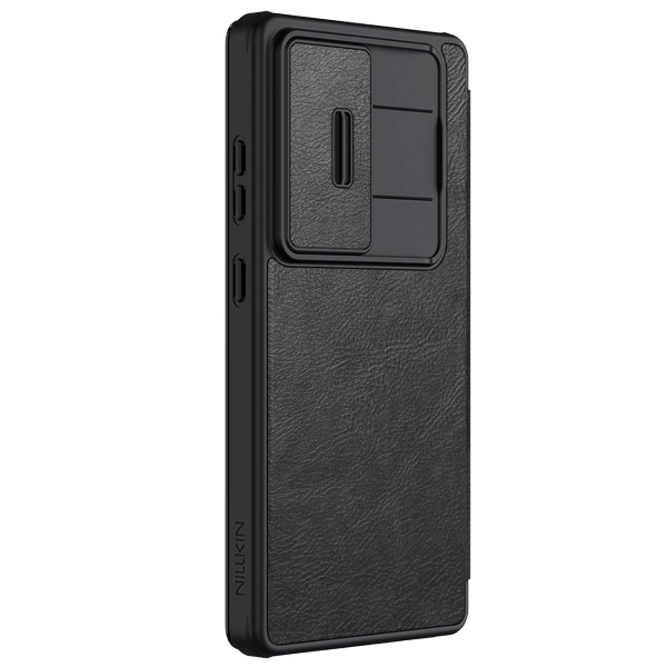 Nillkin Qin Pro Case for Samsung Galaxy S25 Ultra with Flip and Camera Cover - Black