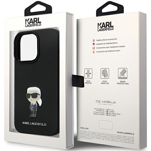 Karl Lagerfeld KLHCP14LSMHKNPK case for iPhone 14 Pro - black Silicone Ikonik Metal Pin