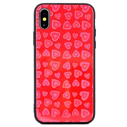 CASE HEARTS GLASS IPHONE X / XS PATTERN 1 (RED)