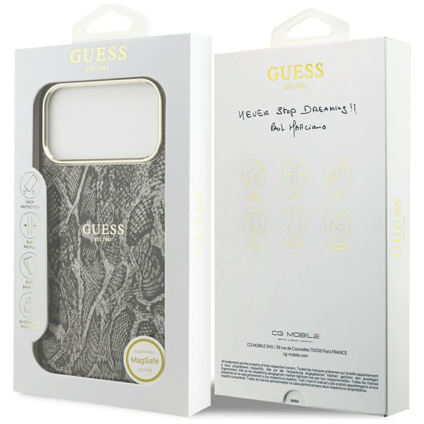 Etui Guess Python Pattern MagSafe do     iPhone 17 Pro Max czarny