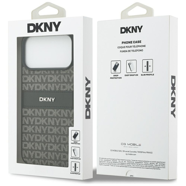 Etui DKNY Repeat Texture Pattern with    Tonal Stripe do iPhone 17 Pro Max czarny