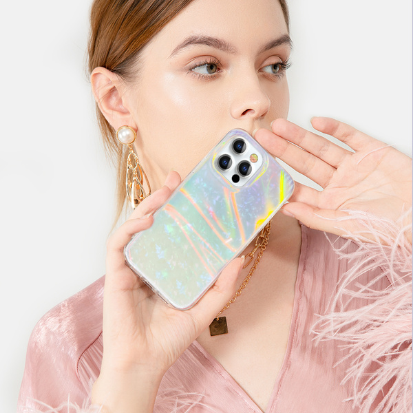 Kingxbar Shell Series luksusowe eleganckie etui na iPhone 13 perłowy-miętowy