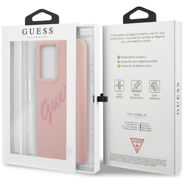 Guess GUHCS21LLSVSPI S21 Ultra G998różowy/pink hardcase Script Vintage