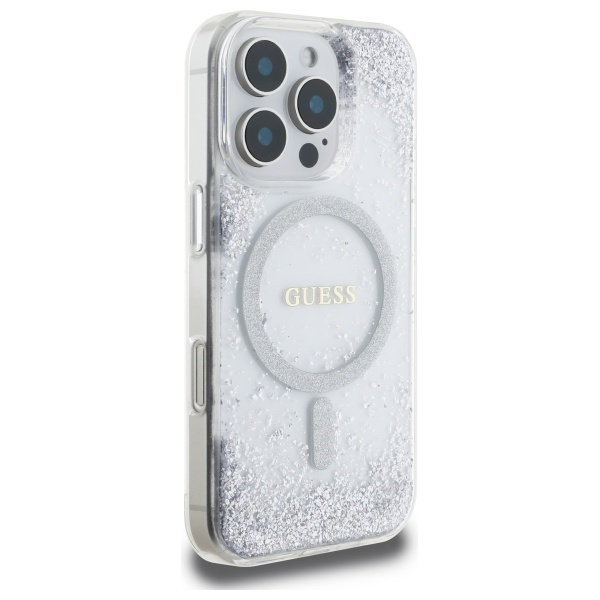 Guess GUHMP16LRGRGES iPhone 16 Pro 6.3"  srebrny/silver hardcase Resin Gradient Glitter MagSafe