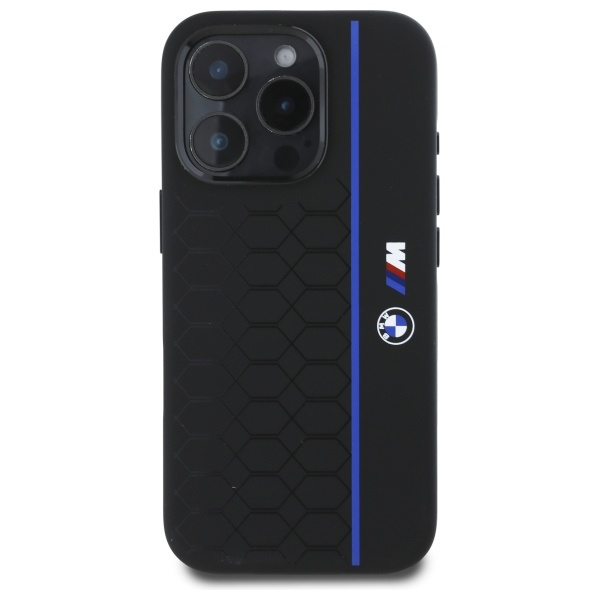 BMW BMHMP16X23SHEB iPhone 16 Pro Max      6.9" czarny/black hardcase Silicone Hexagon Blue Line MagSafe