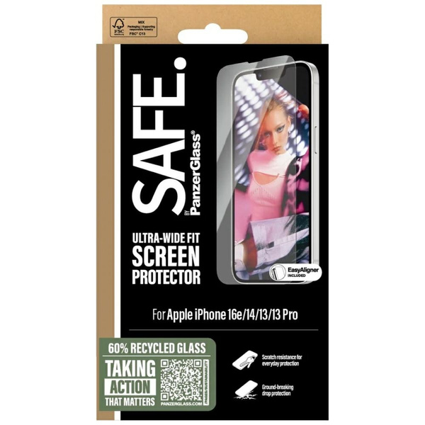 Szkło hartowane SAFE by PanzerGlass       Ultra-Wide Fit do iPhone 16e/14/13/13 Pro