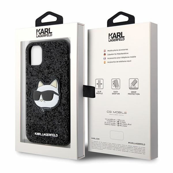 Etui Karl Lagerfeld Glitter Choupette Patch na iPhone 11 / Xr - czarne