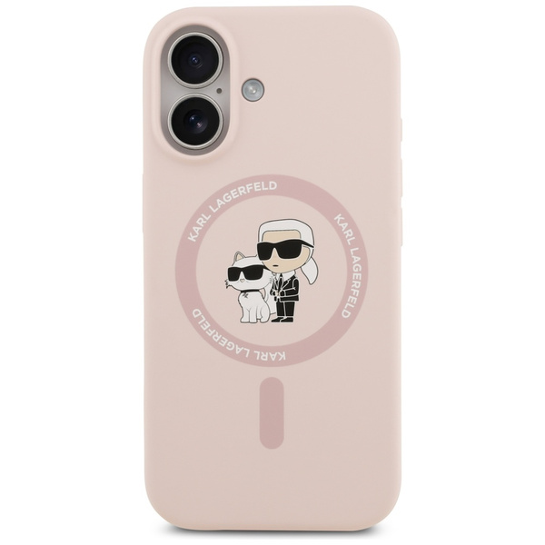 Etui Karl Lagerfeld Silicone             Karl&Choupette Ring MagSafe do iPhone 17 różowy