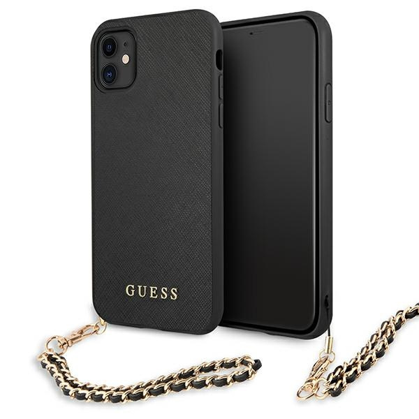 Guess GUHCN61SASGBK iPhone 11 6,1" / Xrczarny/black hardcase Saffiano Chain