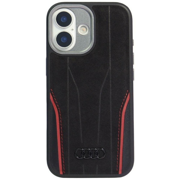 Etui Audi R8 Genuine Leather MagSafe do  iPhone 17 czarno-czerwony