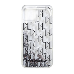 Karl Lagerfeld iPhone 15 Pro Max Back cover case - Liquid glitter - monogram gradient - White