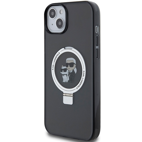 Karl Lagerfeld Ring Stand Karl&amp;Choupette MagSafe case for iPhone 14 / 15 / 13 - black
