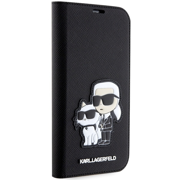 KARL LAGERFELD KLBKP14XSANKCPK IPHONE 14 PRO MAX 6.7" BOOKCASE CZARNY/BLACK SAFFIANO KARL & CHOUPETTE
