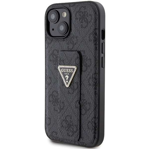Guess GUHCP15SPGS4TDK iPhone 15 / 14 / 13 6.1" czarny/black hardcase Grip Stand 4G Triangle Strass