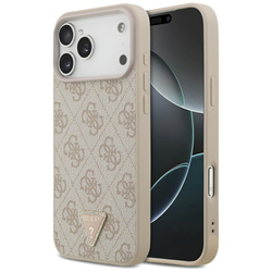 Etui Guess Leather 4G Triangle Strass MagSafe do iPhone 17 Pro Max różowy