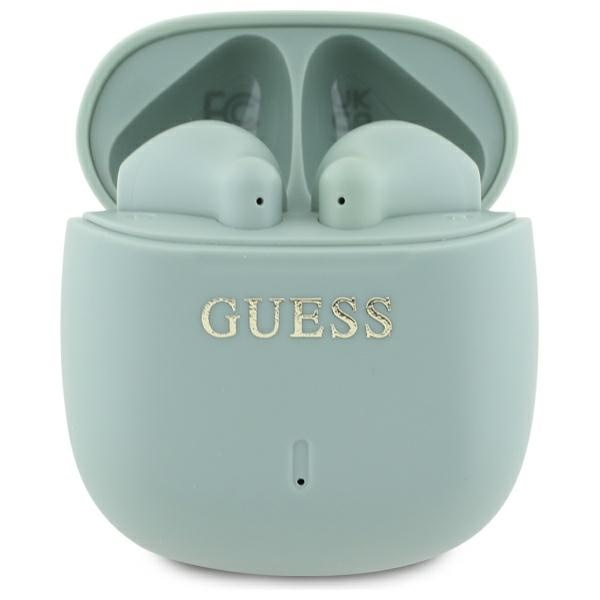 Guess słuchawki Bluetooth GUTWSJ14ESGN   TWS + stacja dokująca zielony/green Printed Classic Logo