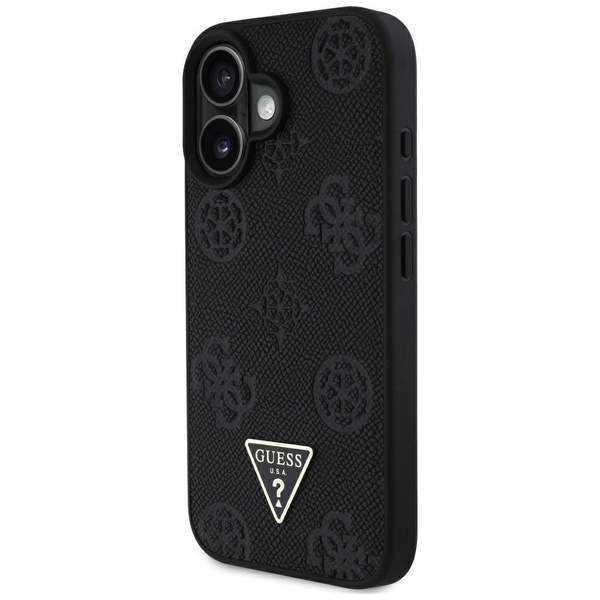 Etui Guess Grained Hot Stamp Peony       Triangle Logo MagSafe do iPhone 16 czarny