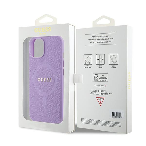 Guess GUHMP15SPSAHMCU iPhone 15 / 14 / 13 6.1" fioletowy/purple hardcase Saffiano MagSafe