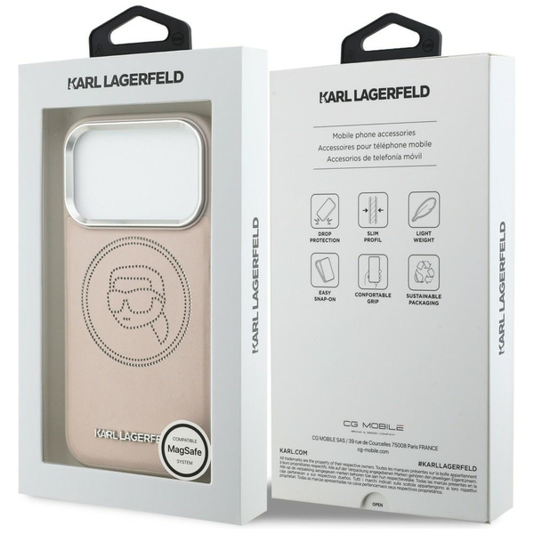 Etui Karl Lagerfeld K Head Point Logo    MagSafe do iPhone 17 Pro różowy