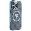 Etui Guess IML Metal Glitter 4G Circle   Triangle MagSafe do iPhone 16 Pro Max niebieski