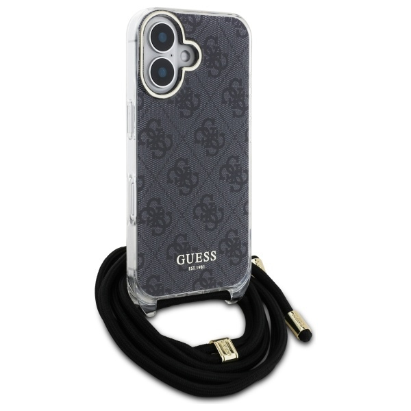 Guess GUHCP16SHC4SEK iPhone 16 6.1"      czarny/black hardcase Crossbody Cord 4G Print