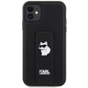 Etui Karl Lagerfeld Gripstand Saffiano Choupette Pins na iPhone 11 / Xr - czarne