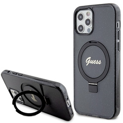 Guess GUHMP12MHRSGSK iPhone 12/12 Pro 6.1" czarny/black hardcase Ring Stand Script Glitter MagSafe