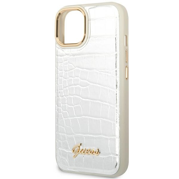Guess GUHCP14MHGCRHS iPhone 14 Plus / 15 Plus 6.7" srebrny/silver hardcase Croco Collection