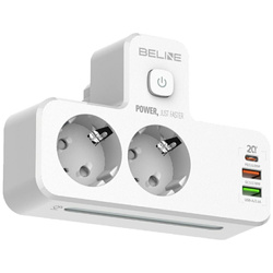 Listwa zasilająca Beline z podświetleniem LED 2xUSB-A/USB-C/2xAC biały