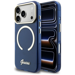 Etui Guess IML Script Metal MagSafe do   iPhone 17 Pro Max niebieski