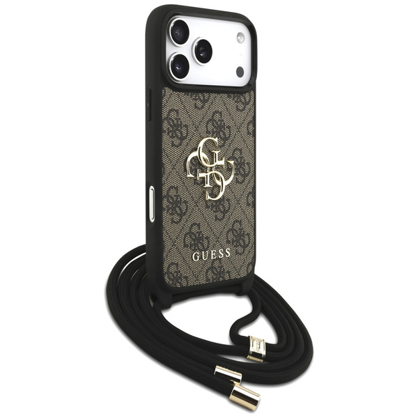 Etui Guess 4G Big Logo Cord Stap         Crossbody do iPhone 17 Pro Max brązowy