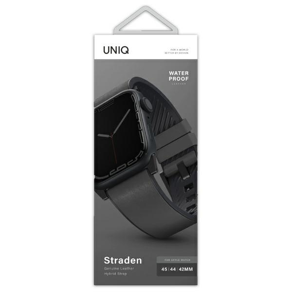 Pasek UNIQ Straden Leather Hybrid Strap na Apple Watch 1/2/3/4/5/6/7/8/SE/SE2/Ultra 42/44/45/49mm - szary