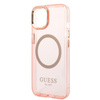Guess GUHMP14SHTCMP iPhone 14 / 15 / 13 6,1" różowy/pink hard case Gold Outline Translucent MagSafe