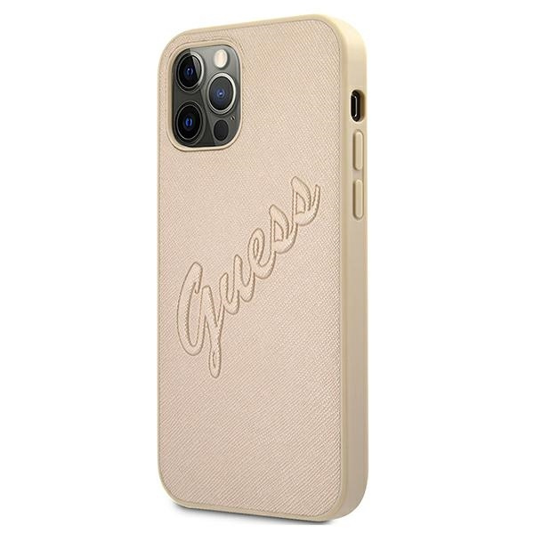 Guess GUHCP12LRSAVSLG iPhone 12 ProMax 6,7" złoty/gold hardcase Saffiano Vintage Script