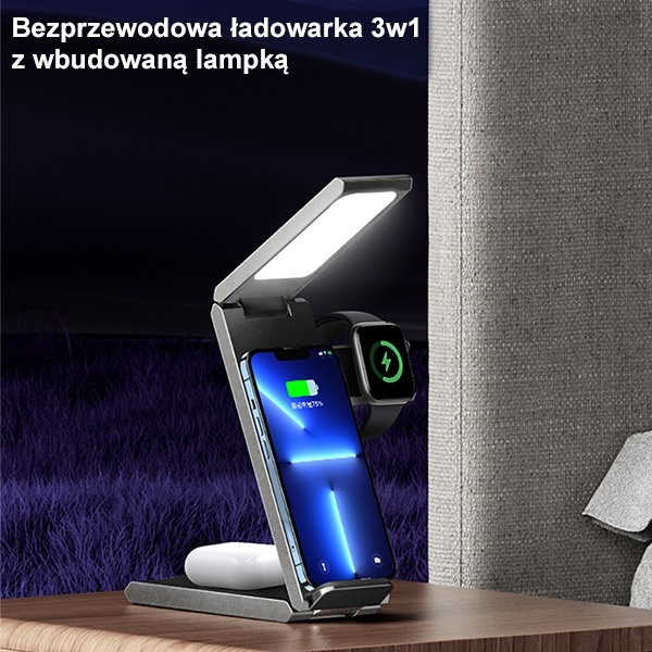 USAMS Ład. indukcyjna z lampą 3w1 15W czarny/black CD181WXC01 (US-CD181)