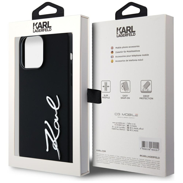 Etui Karl Lagerfeld Silicone Metal        Script Logo do iPhone 14 Pro Max czarny