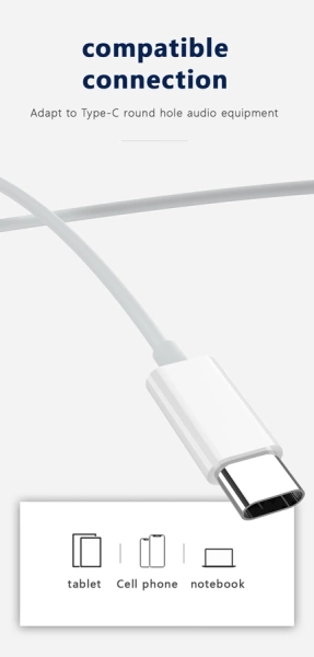 JELLICO wired earphones EP3A USB-C with microphone 1.2M White