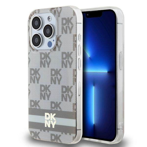 DKNY DKHMP14XHCPTSE iPhone 14 Pro Max6.7" beżowy/beige hardcase IML Checkered Mono Pattern & Printed Stripes MagSafe