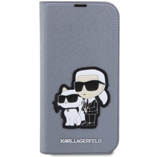 Karl Lagerfeld KLBKP14XSANKCPG iPhone 14 Pro Max 6.7" bookcase silver/silver Saffiano Karl &amp; Choupette