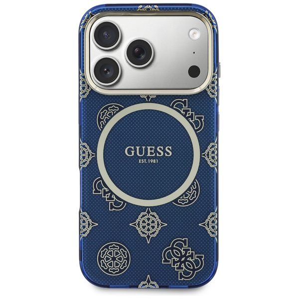 Etui Guess IML Peony Dot MagSafe do      iPhone 17 Pro niebieski