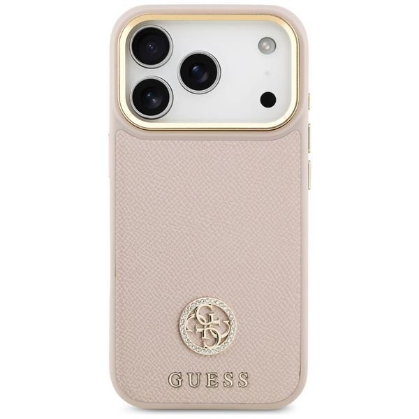 Etui Guess Grained Strass Logo MagSafe   do iPhone 17 Pro różowy