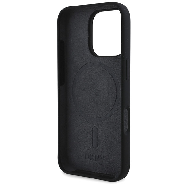 DKNY DKHMP16LSNYACH iPhone 16 Pro6.3" czarny/black hardcase Silicone White Printed Logo MagSafe