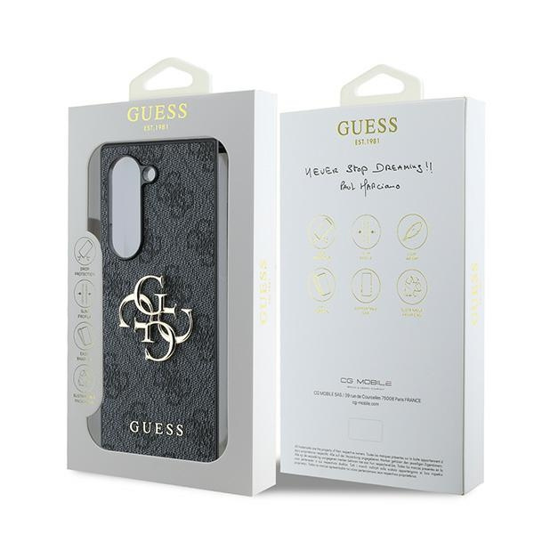 Guess GUHCZFD64GMGGR Z Fold6 F956 czarny/black leather 4G Metal Logo